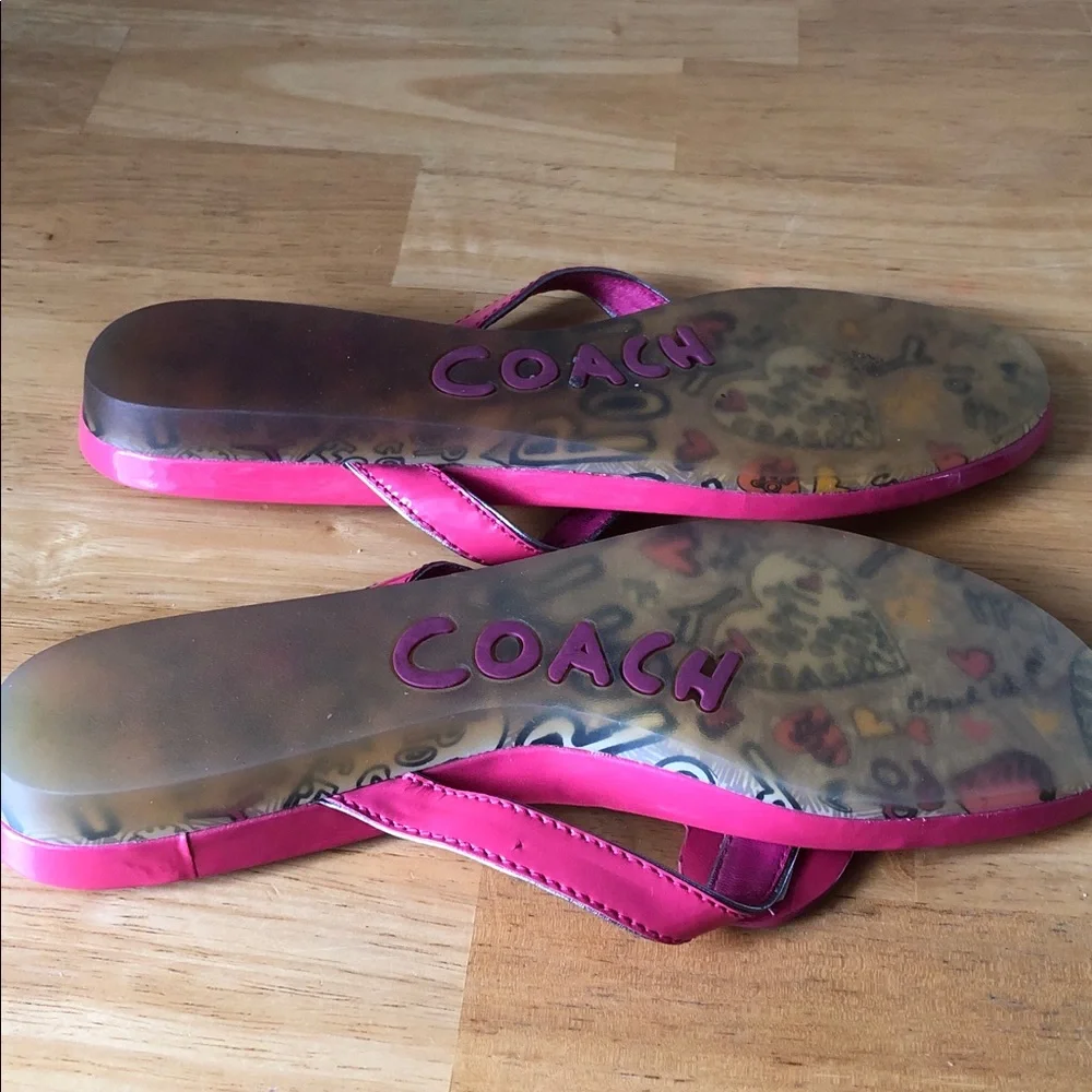 Coach poppy rare spring Vibrant Sophie Pink Heart Sandals - Picture 8 of 11